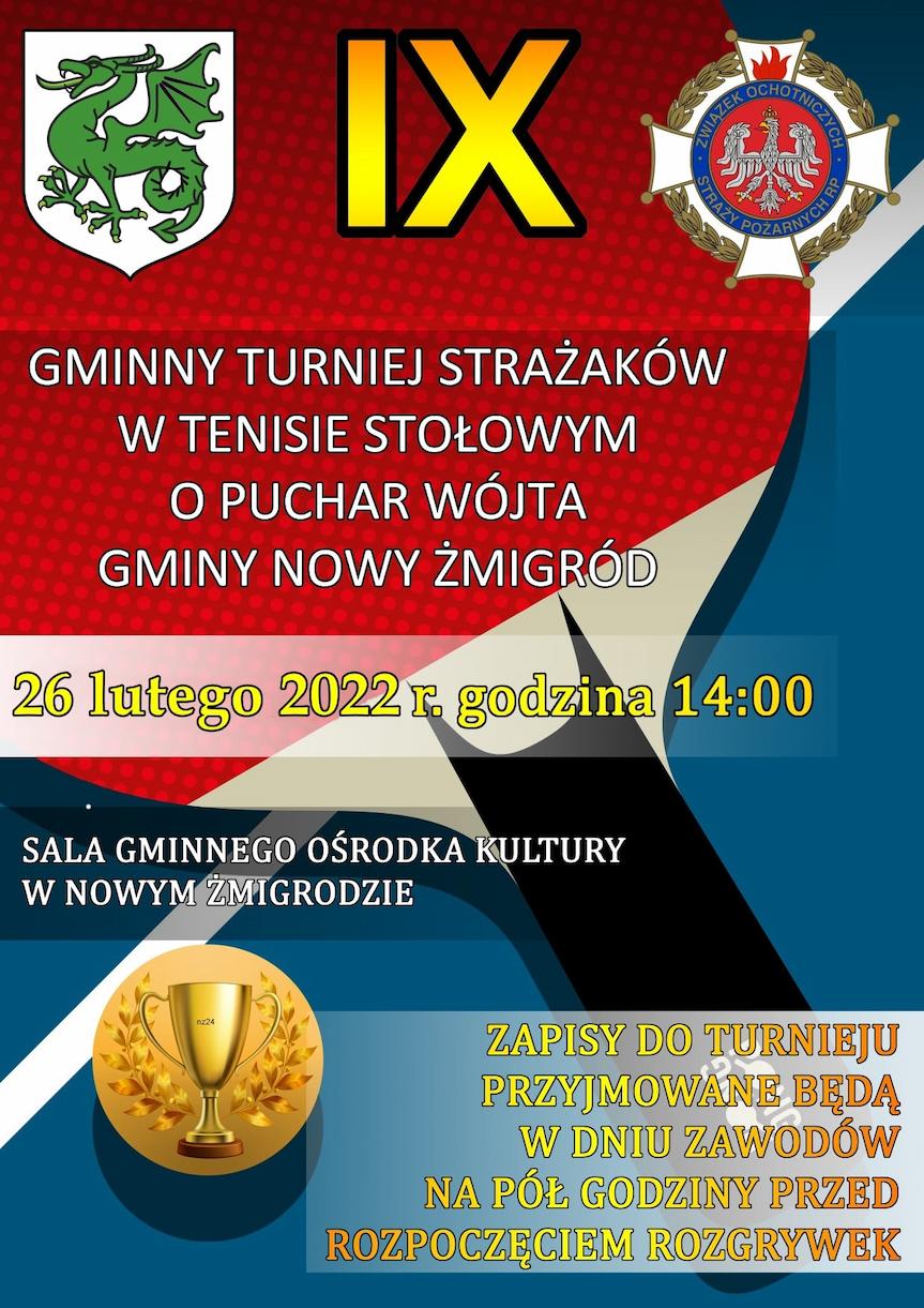 IX Gminny Turniej Strażaków w Tenisie Stołowym o Puchar Wójta Gminy Nowy Żmigród