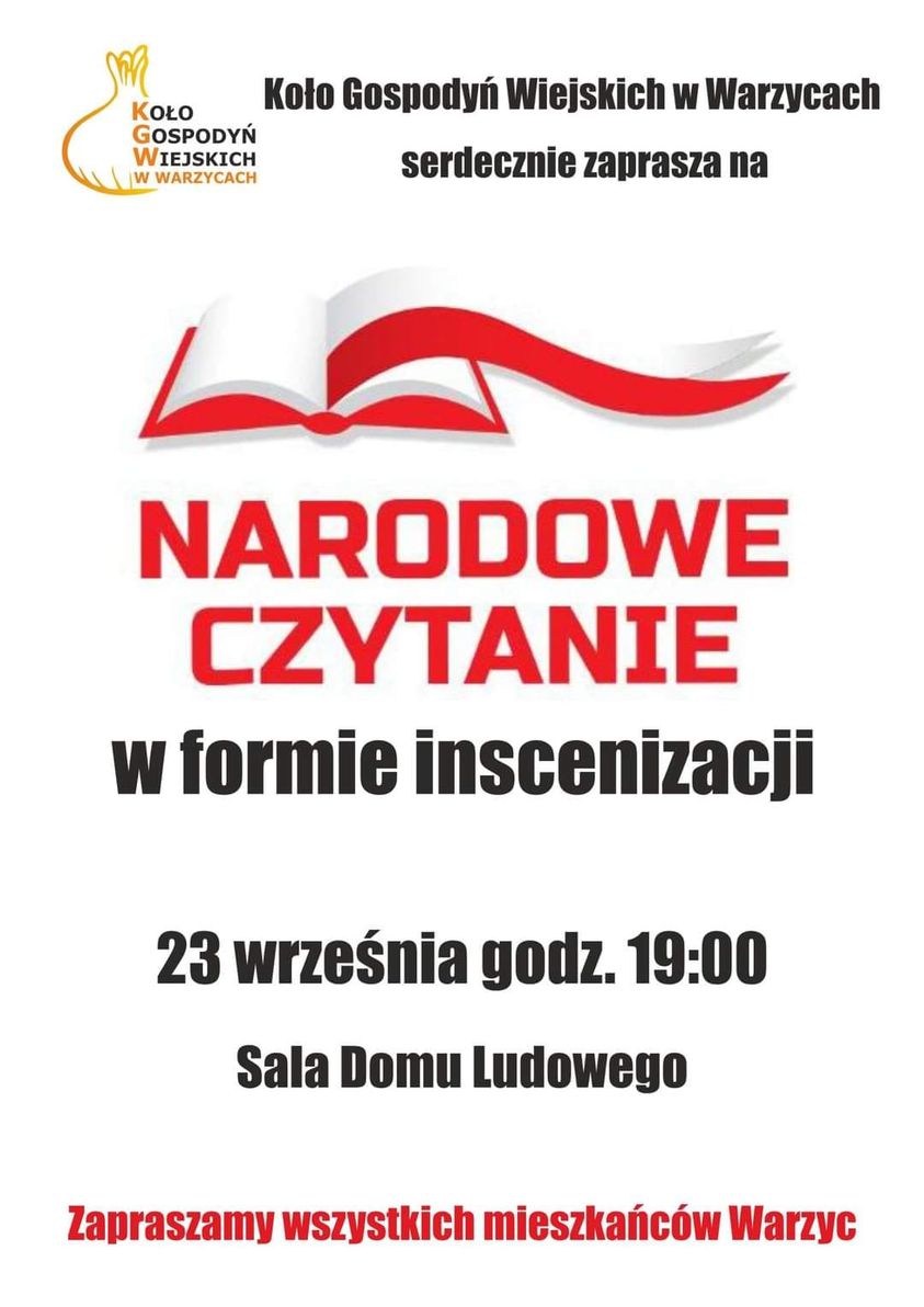 Narodowe Czytanie w formie inscenizacji w Warzycach