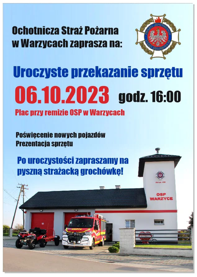 Przekazanie sprzętu dla OSP Warzyce