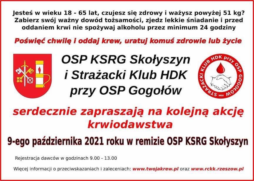 Zbiórka krwi w remizie OSP Skołyszyn