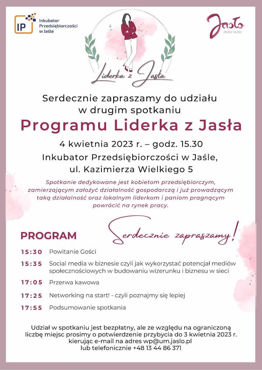 Plakat spotkania Programu Liderka z Jasła