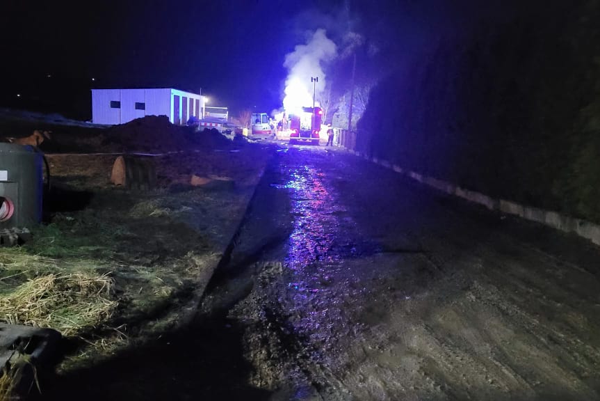pożar maszyny w Dąbrówce