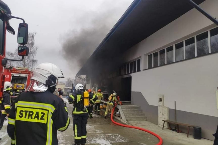 Pożar maszyny w jednym z zakładów w Jaśle