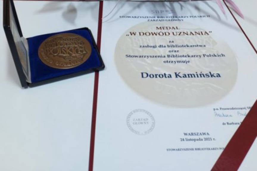 Dorota Kamińska uhonorowana medalem SBP "W Dowód Uznania"