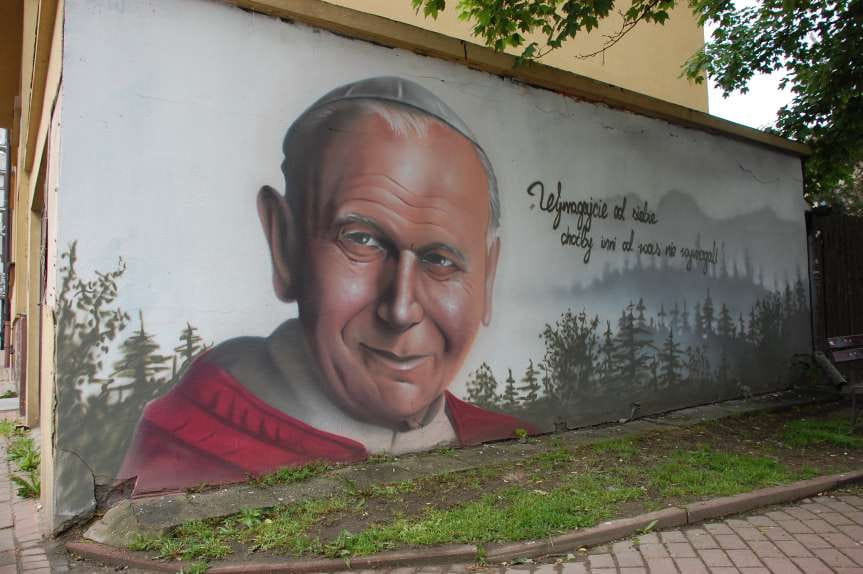 Mural z Janem Pawłem II w Jaśle