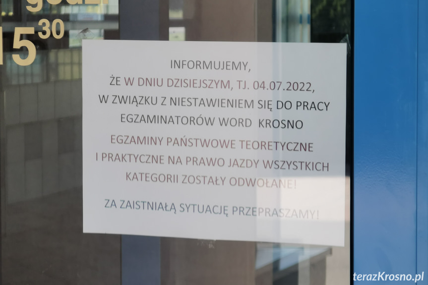 Uwaga. Egzaminy w WORD w Krośnie odwołane