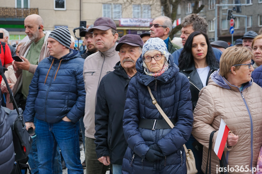 Karol Nawrocki na rynku w Jaśle