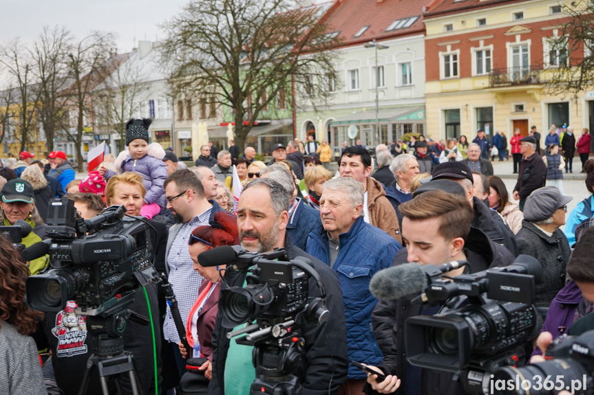 Karol Nawrocki na rynku w Jaśle