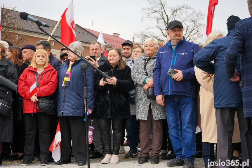 Karol Nawrocki na rynku w Jaśle