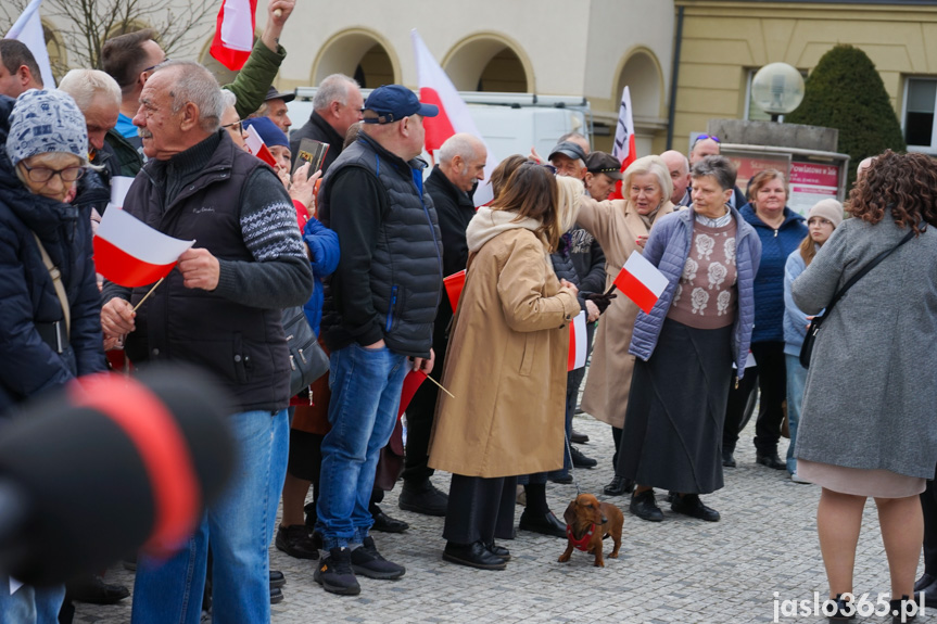 Karol Nawrocki na rynku w Jaśle