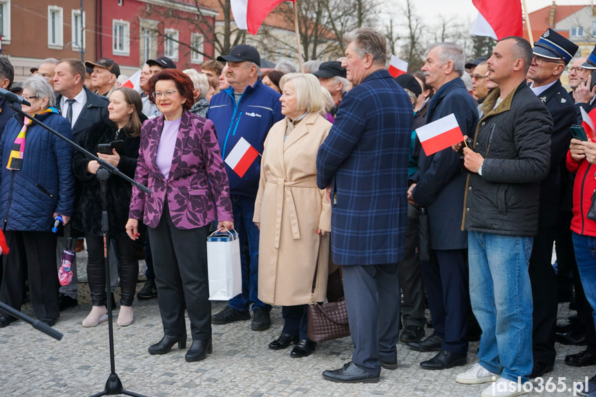 Karol Nawrocki na rynku w Jaśle