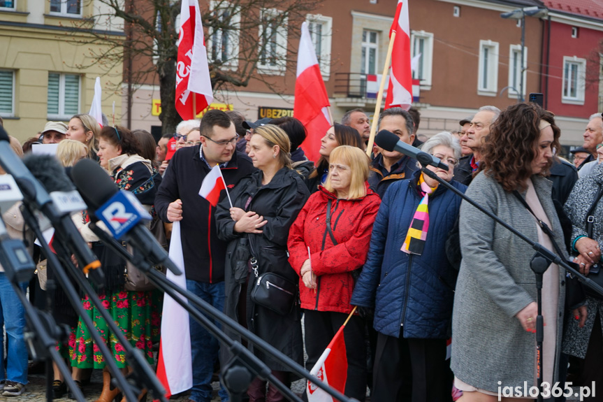 Karol Nawrocki na rynku w Jaśle