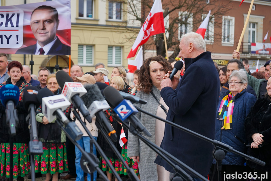 Karol Nawrocki na rynku w Jaśle