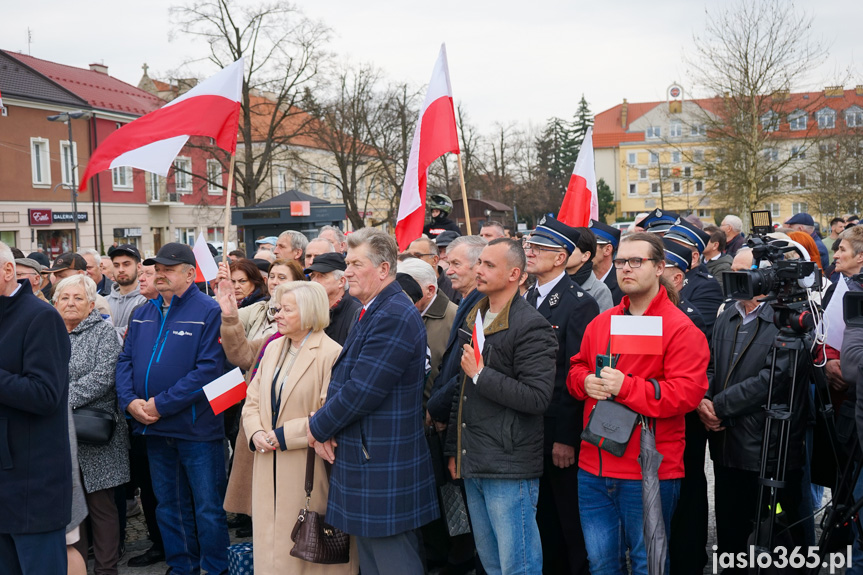 Karol Nawrocki na rynku w Jaśle