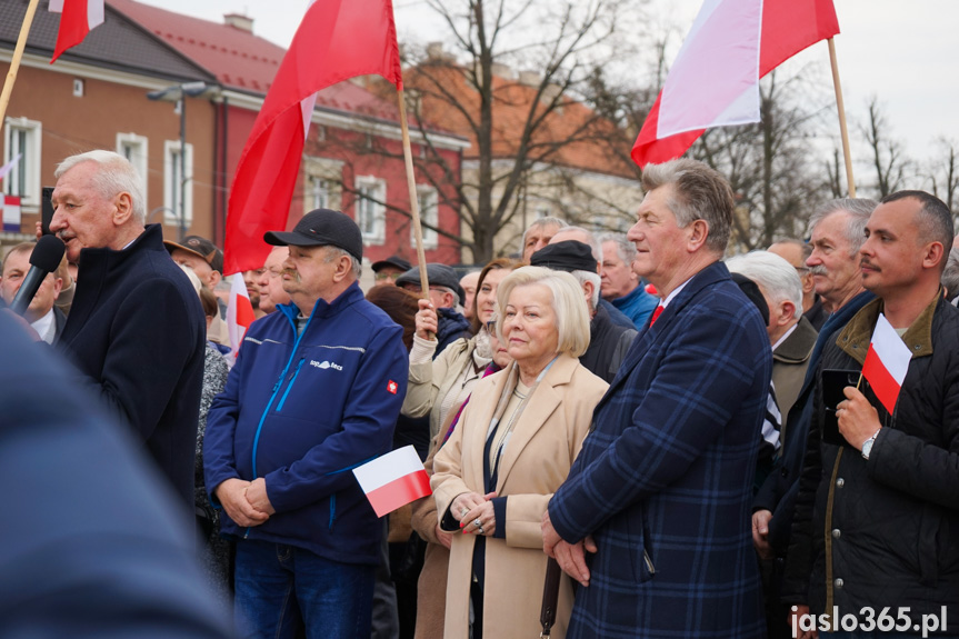Karol Nawrocki na rynku w Jaśle