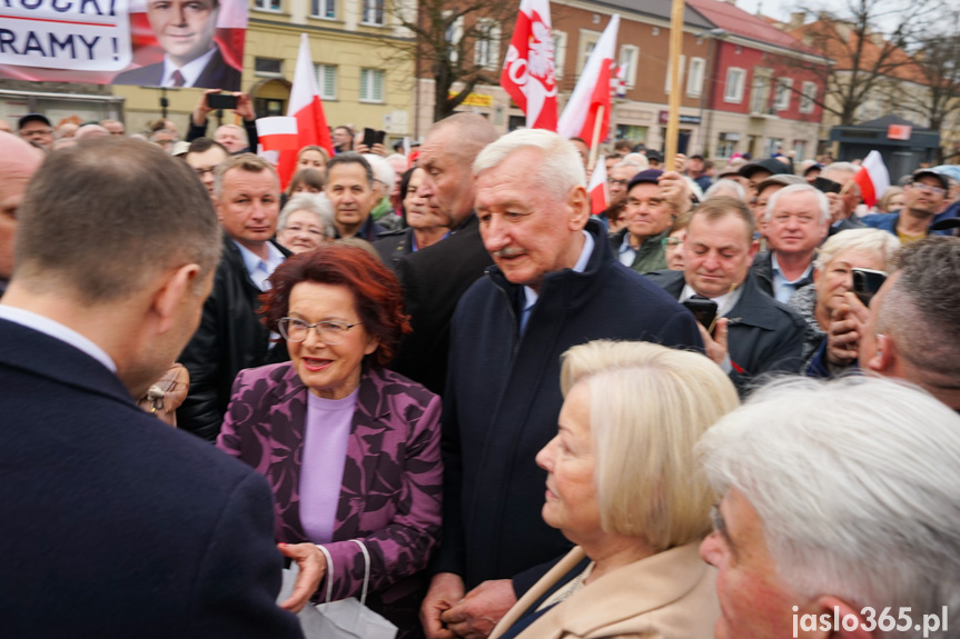 Karol Nawrocki na rynku w Jaśle