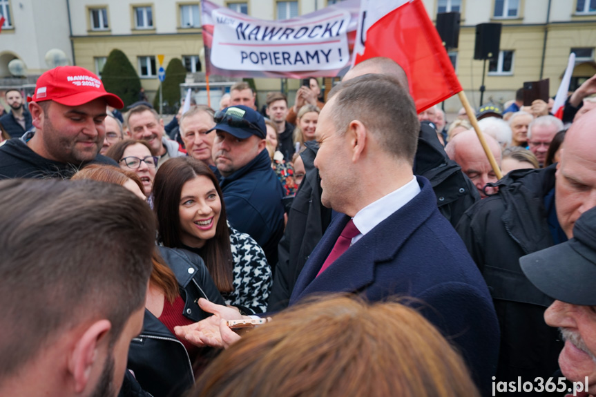 Karol Nawrocki na rynku w Jaśle
