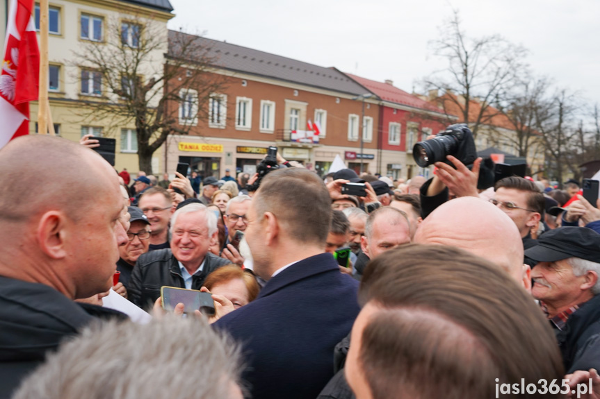 Karol Nawrocki na rynku w Jaśle