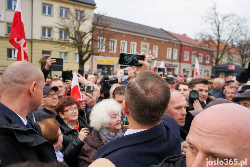 Karol Nawrocki na rynku w Jaśle