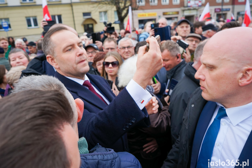 Karol Nawrocki na rynku w Jaśle