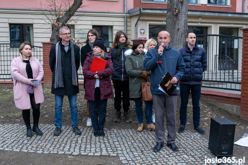 Konferencja prasowa przy I LO w Jaśle