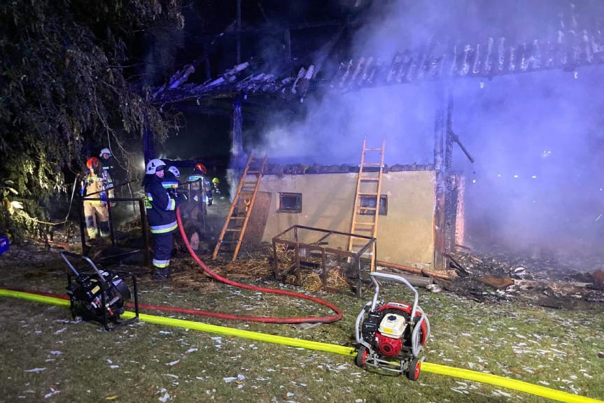 Pożar budynku gospodarczego w Sieklówce