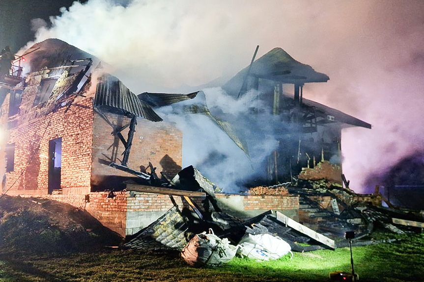Pożar budynku w Siedliskach Sławęcińskich