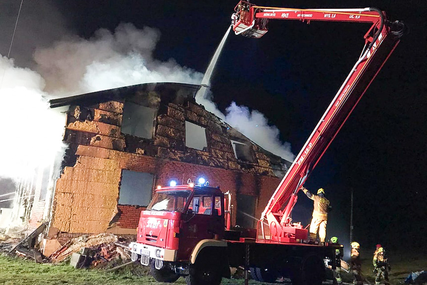 Pożar budynku w Siedliskach Sławęcińskich