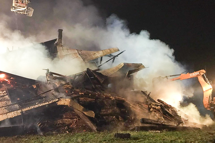 Pożar budynku w Siedliskach Sławęcińskich