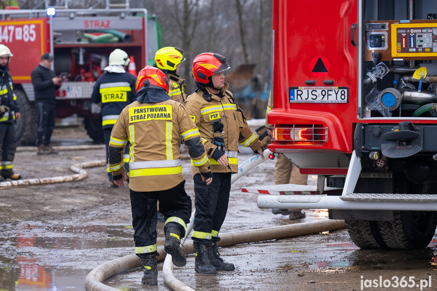 Pożar hali w miejscowości Roztoki
