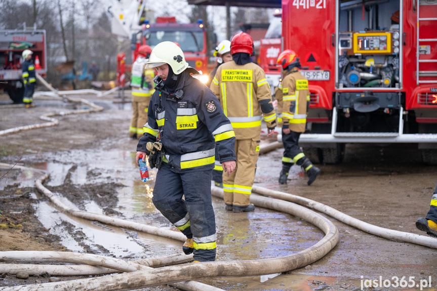 Pożar hali w miejscowości Roztoki