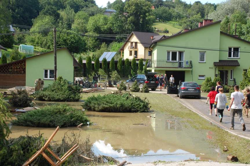 Sprzątanie po niszczycielskim żywiole w Trzcinicy