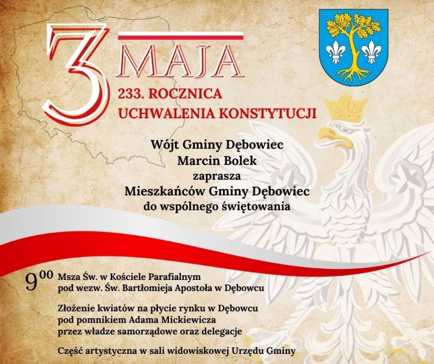 Obchody 233. rocznicy uchwalenia Konstytucji 3 maja w Dębowcu