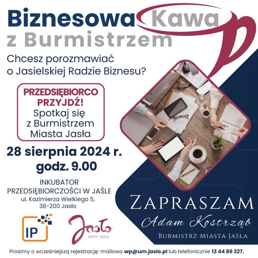 Spotkanie „Biznesowa kawa z burmistrzem” w Inkubatorze Przedsiębiorczości w Jaśle