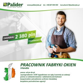 Pracownik fabryki okien w Irlandii