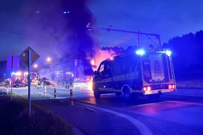 Pożar naczepy na DK19 