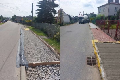 Prace przy budowie chodnika na ukończeniu