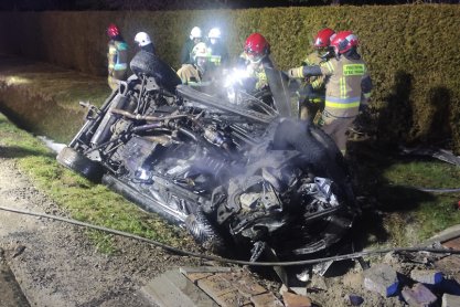 Wypadek w Błażowej. Samochód zapalił się