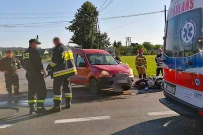 Wypadek w Krajowicach, poszkodowany motocyklista
