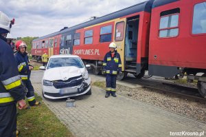 Zderzenie samochodu osobowego z pociągiem relacji Kraków Główny - Zagórz