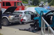 Zderzenie trzech samochodów w Szebniach